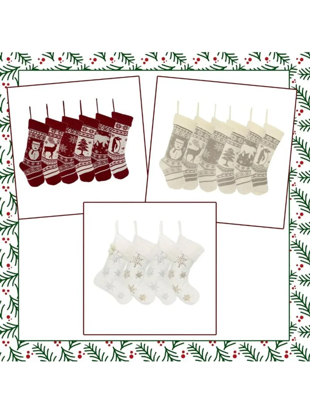 Cozy Red & White Knit Christmas Stockings | Custom Holiday Décor | Farmhouse